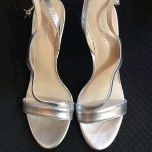 Nine West Silver Ankle Strap Dress Sandals 7 1/2